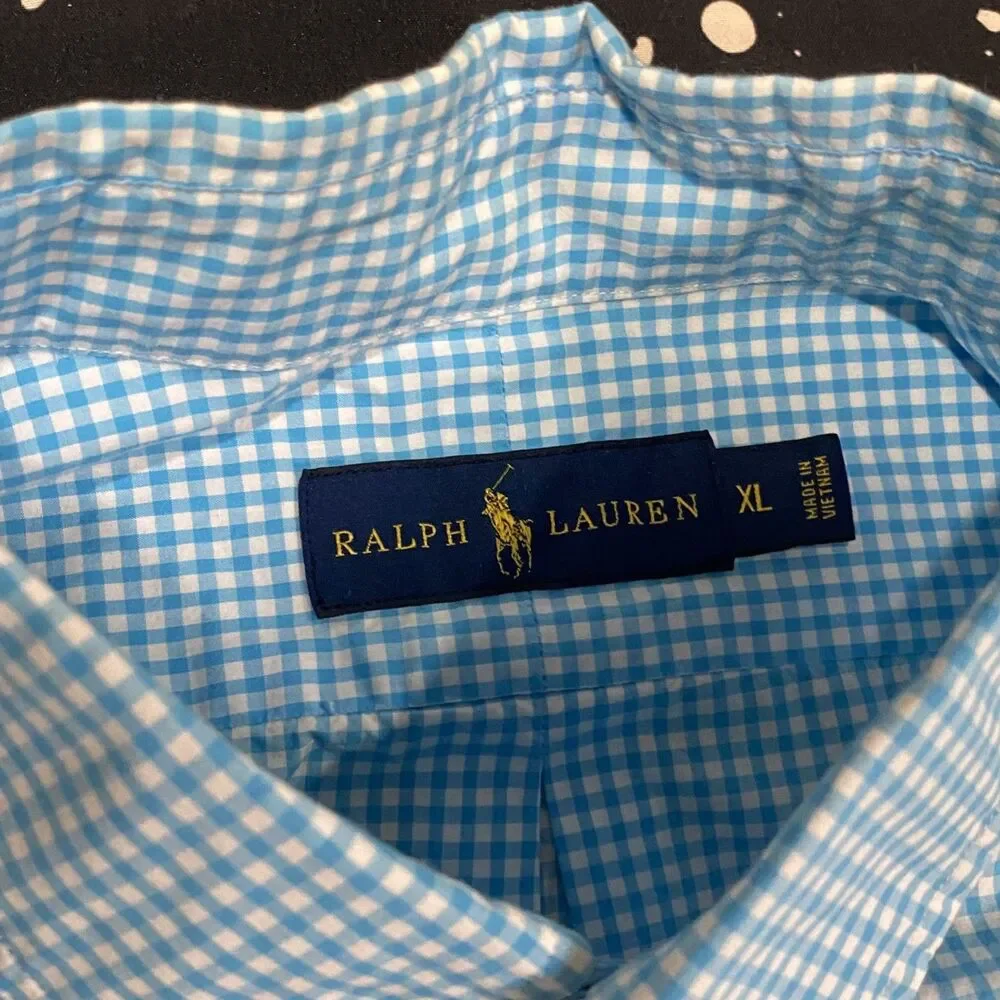 Polo Ralph Lauren Button Down Long Sleeve Shirt Mens XL Blue Plaid Preppy - Picture 2 of 6